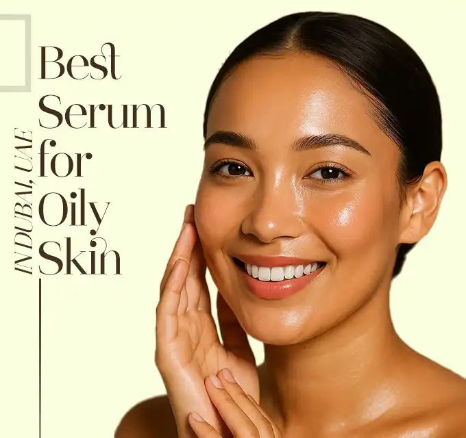 model showing her glowing skin after applying Best Serum for Oily Skin
